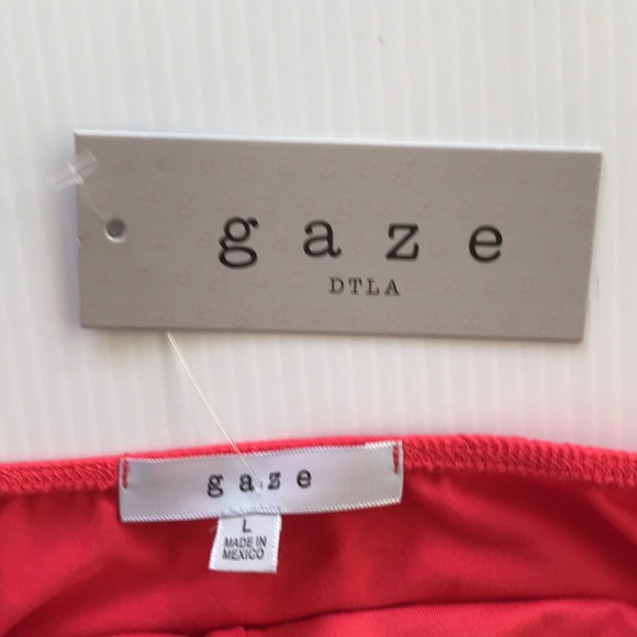 GAZE womens L spaghetti strap ruched red top NEW stretchy fabric - Picture 6 of 15